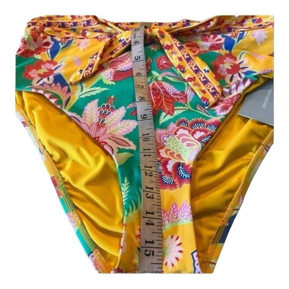 Antonio Melani Floral Mango Jacobean Tie Front High Waisted Bikini Top & Bottom - Picture 6 of 14